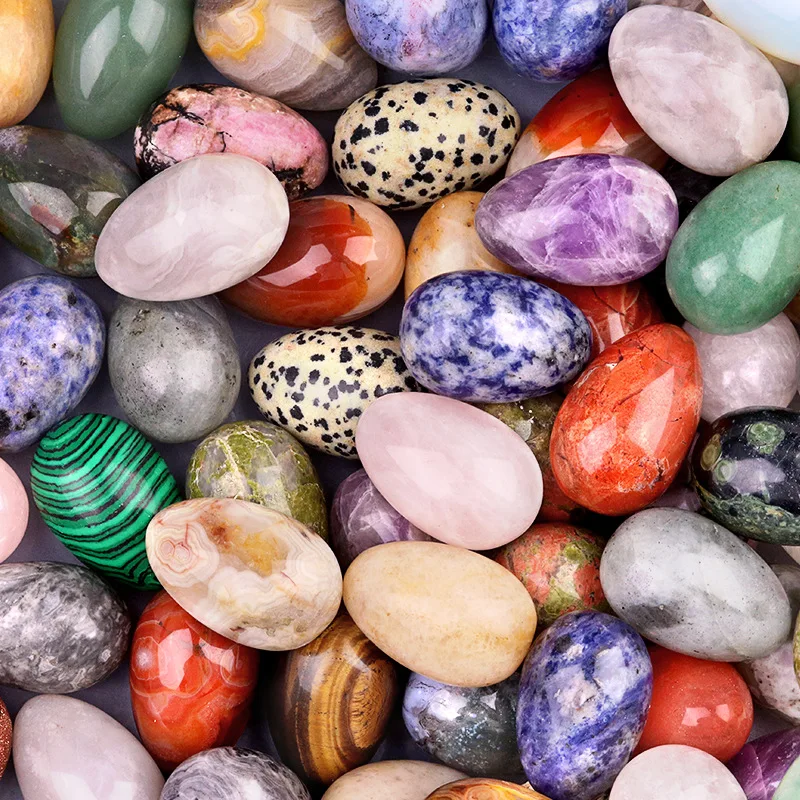 30 مللي متر البيض الحرف الحجر الطبيعي كريستال حلية جمشت الكوارتز تدليك جوهرة الطاقة المعدنية عينة مجوهرات ديكور منزلي ذاتي الصنع عيد الفصح #1