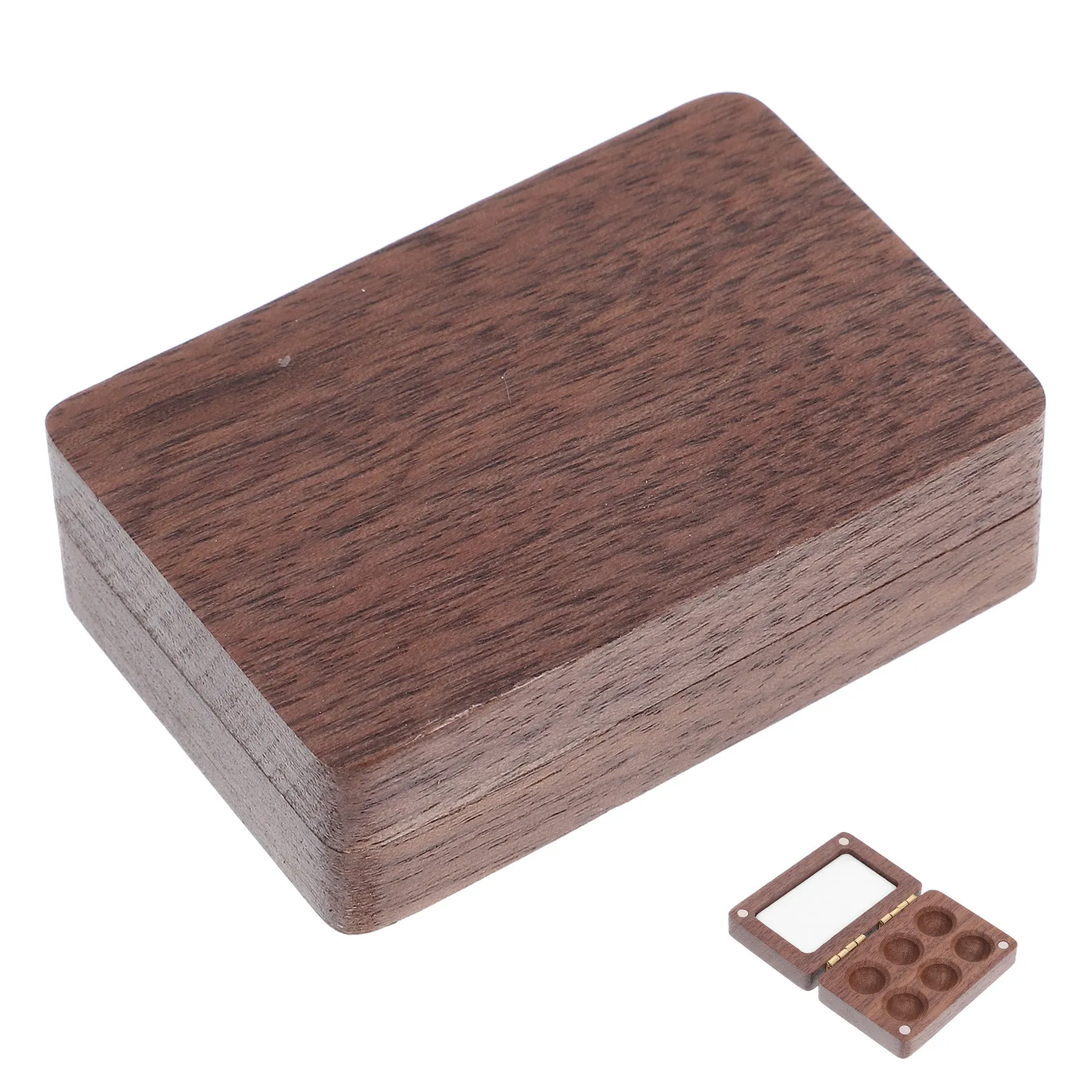 Handcrafted Mini Watercolor Palette Made of Sturdy Black Walnut Wood Portable Pocket-Sized Paint Box for Travel Artists Mixing