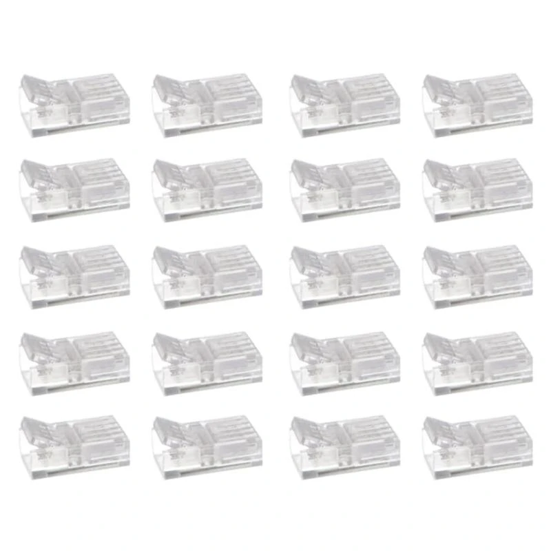 

20PCS LED Strips Connectors Easy Clip on Designs Plastic Texture for Lighting