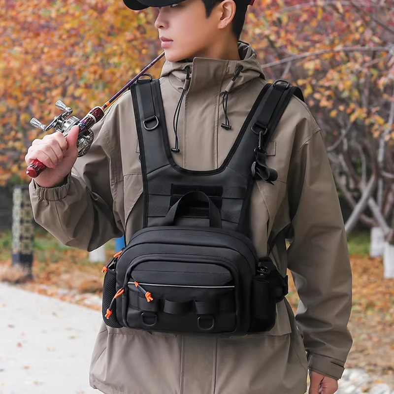 Outdoor Multifunctional Camping Climbing Front Chest Bag Tactical Vest Backpack Cycling Reflective Running Travel Fanny Pack