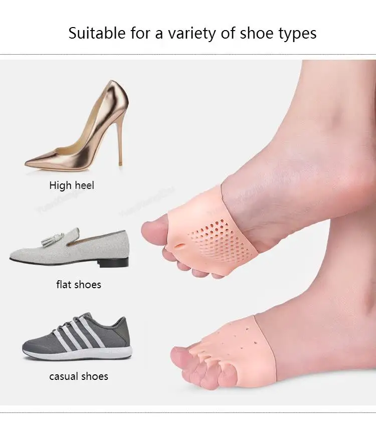 Vorfußpolster, Schuhpolster, Silikon-Einlegesohlen, orthopädische, bequeme Schuh-Einlegesohlen, Zehenspreizer für Damen, Fußpflegeprodukte, Schmerzlinderung. – Detail 7