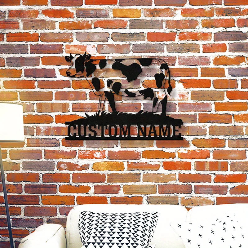 Custom Vintage Cow Farmhouse Metal Sign - Personalized Farm Wall Art, Barn Ranch Rustic Decor, Farmer Gift.