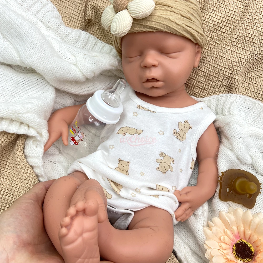 

Кукла-реборн из цельного силикона с открытым ртом, 45 см, спящая девочка, реалистичный вес и поза, новорожденная кукла для коллекционеров и художников