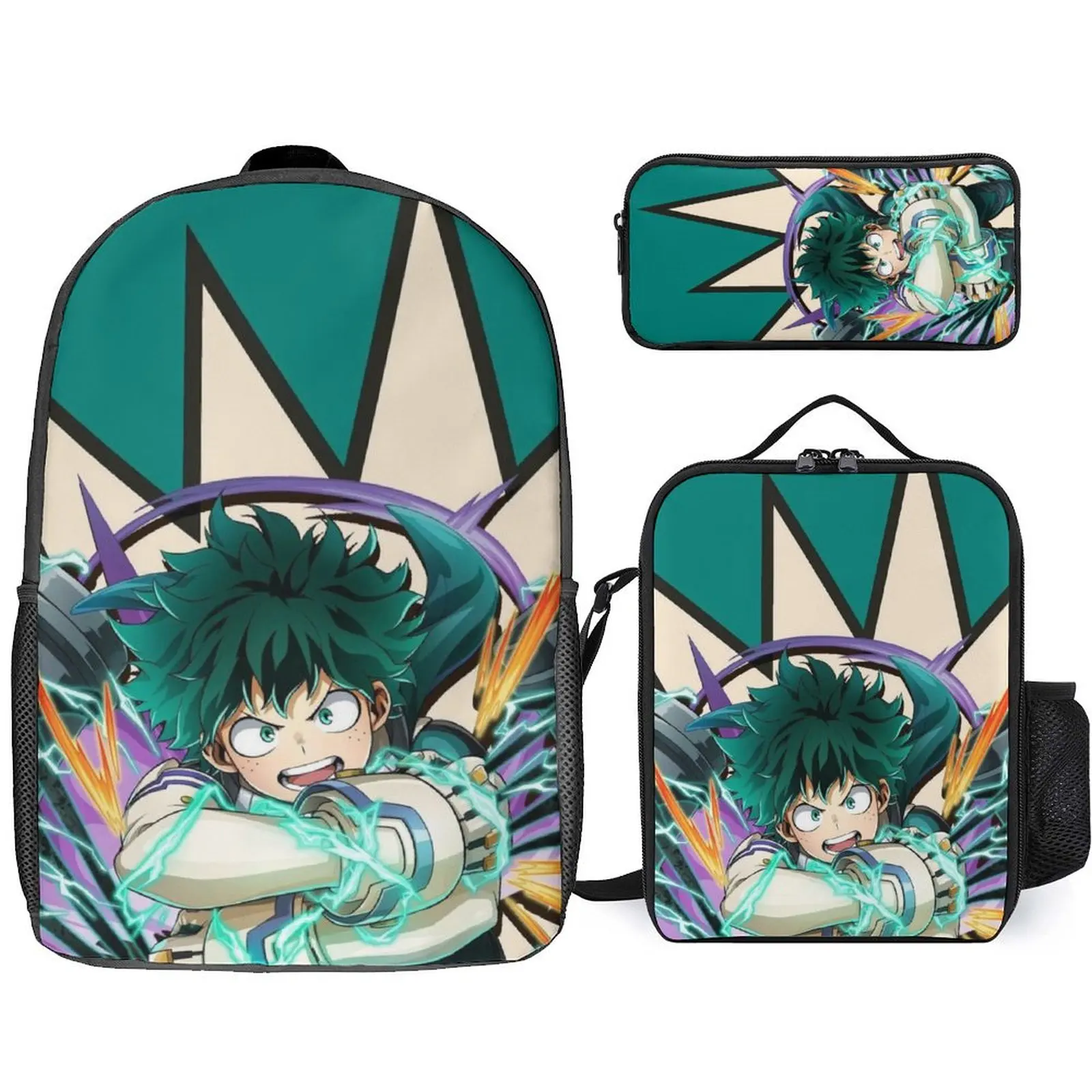 

Teen Schoolbag Large Capacity Backpack Custom Anime 3d Printing Boy Schoolbag Set Backpack Meal Bag Pen Bag Hero Anime Fan Gifts