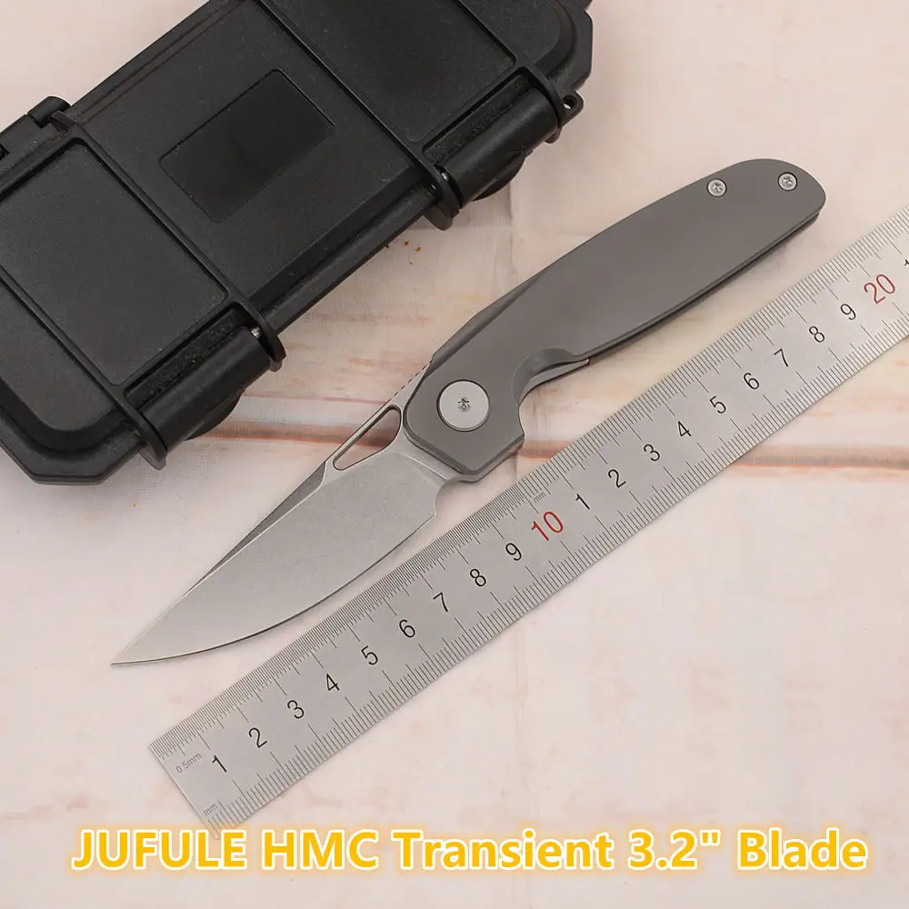 

HMC Transient 3.2" Flipper JUFULE Titanium 154-CM Steel Ceramic Bearing Pocket EDC Tool Camping Hunting Tactical Folding Knife