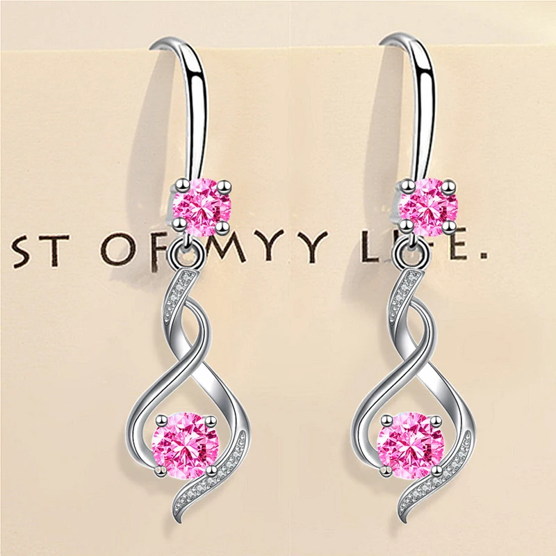 KOFSAC Beautiful Fashion Crystal Multi-colour Earrings For Women 925 Sterling Silver Jewelry Lady Water Droplets Earring