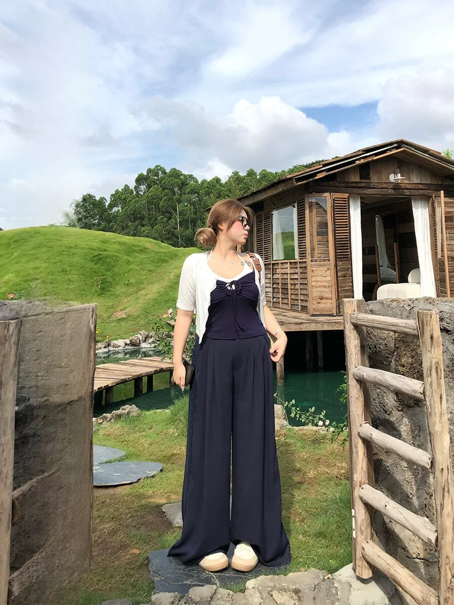 

Женские широкие брюки Annie Non-Fire Thin Breeze Lazy Old Money Sle, больших размеров, струящиеся, повседневные, длинные, для офиса, элегантные