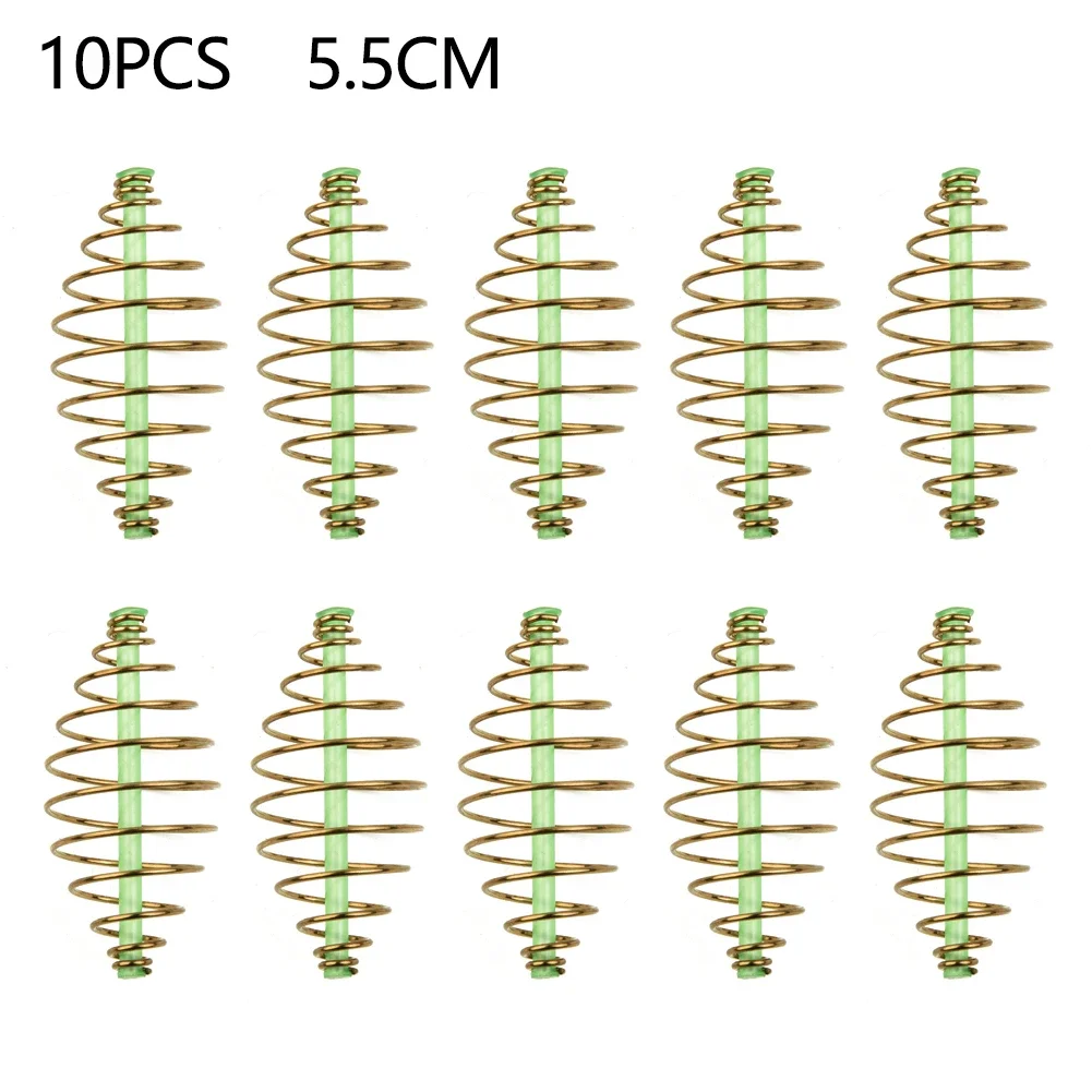 

Bait Cage Easy to Use Carp Fishing Inline Method Spring Feeder 10 Pack of Stainless Steel and Plastic Bait Cages