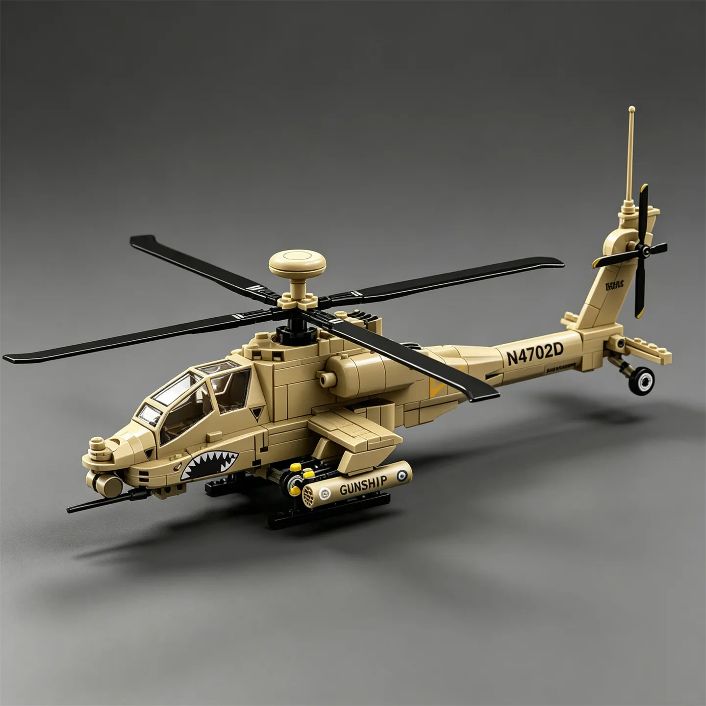 AH-64 Apache Helicopter Gunship Building Blocks Model—The U.S. Army's Main Tank-Killer Helicopter— Toy