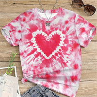 Valentines Girl Clothes Heart 3D Print Fashion Child Girls T Shirt Short Sleeve Clothes for Girls from 12 Years to 14 Years Old