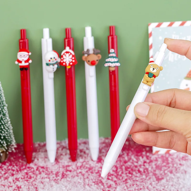 Imagem -05 - Cute Christmas Retrátil Gel Pen Canetas Kawaii dos Desenhos Animados Tinta Preta Papelaria Escolar Escritório Escrita Suprimentos Presentes 30 Pcs Lote 0.5 mm