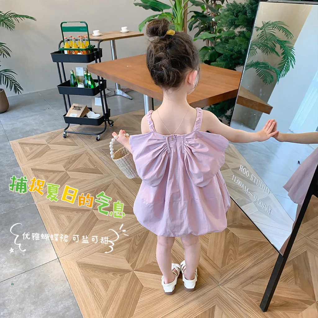 Girls Suspender Skirt Foreign Style Baby Girl Summer Back Bow Princess Skirt 2025 New Children's Summer Dress Skirt