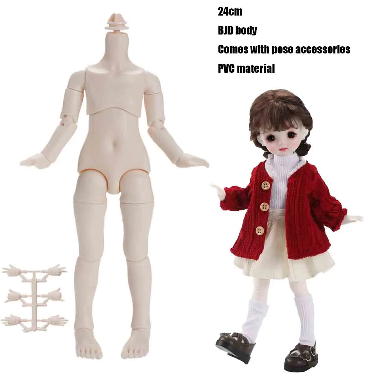 1/6 Chubby Body BJD/SD Milky-white Pear-shaped Body Parts 24cm Joints Movable Cute Body High Quality Female Doll DIY Dress Up