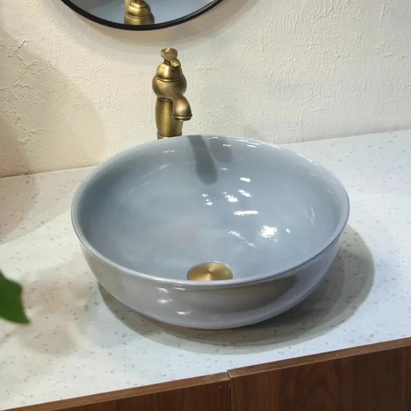 

Ceramic art table basin Creative ice crack glaze wash basin Nordic simple bathroom washbasin Household single basin