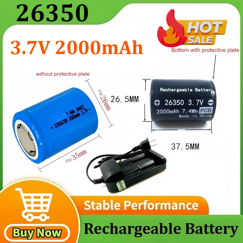 

26350 3.7V 2000mAh Battery+Charger for Moza Air DSLR Handheld Stabilizer Lithium Battery with Plate Gyro Head