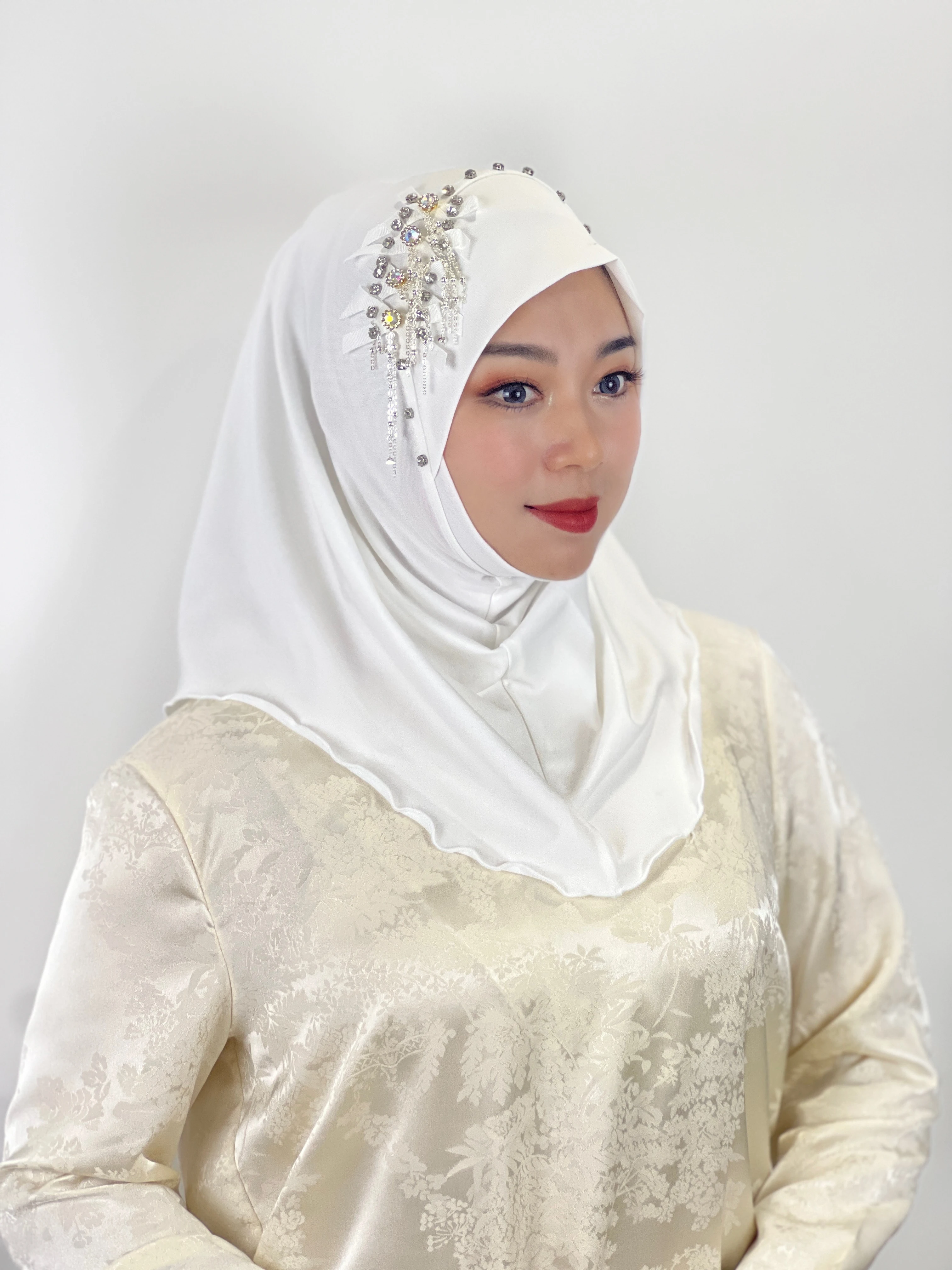 Foulard respirant à température constante pour femme, coiffure du Moyen-Orient, élastique, diamant chaud, nœud en diamant, motif simple, chapeau, châle