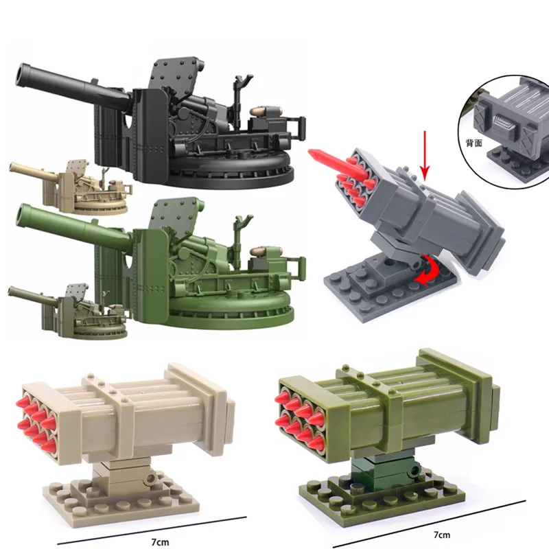Série militaire Mecha canon équipement de lancement de missiles accessoires de l'armée modèle militaire blocs de construction briques pour enfants jouets