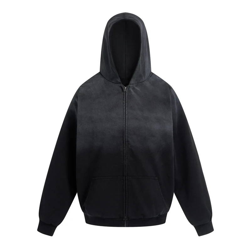 

Мужская одежда High Street KANYE WEST Толстовка с капюшоном Двухслойная простая толстовка на молнии в стиле ретро в стиле хип-хоп Куртка для пар