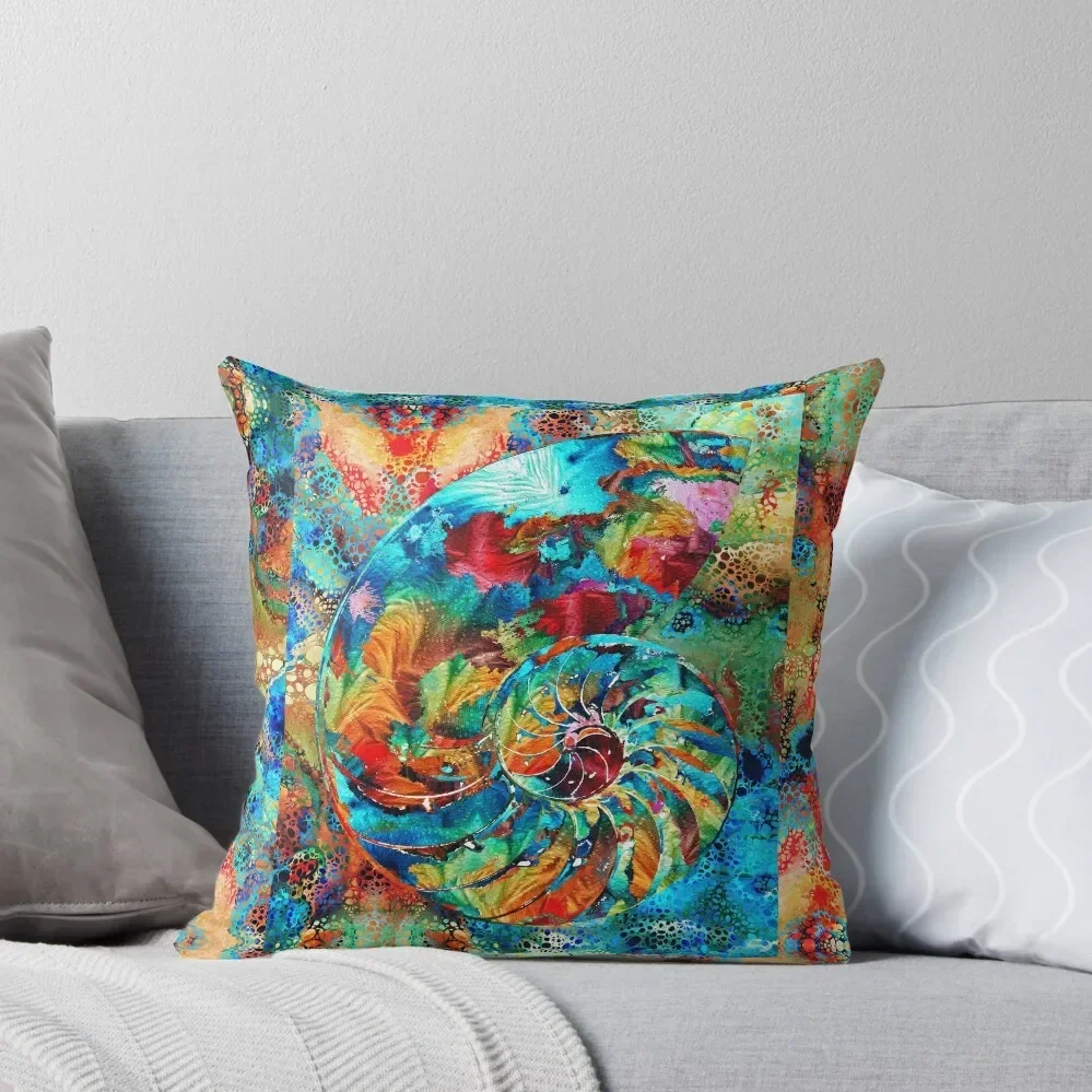 Mosaic Colorful Nautilus Shell Art Beach Decor Throw Pillow luxury throw pillow covers pillowcases for sofa cushions pillow