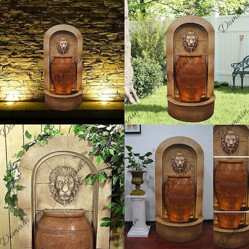 Large Fountain European  Water Flow Wealth Courtyard Garden Decoration Recirculating Wall Water Feature