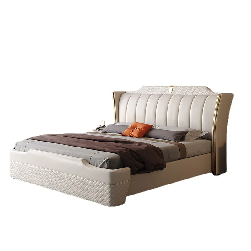 

Modern, light luxury, leather bed, master bedroom, simple, double, Nordic, high-end