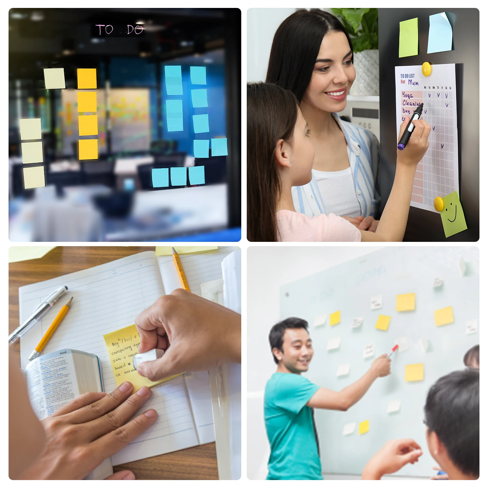 6/12Pcs 100Sheets/Pad Bright Color Sticky Note 2x3Inch Self-Stick Note Pads Stickers Adhesive Memo Post for Home Office Business