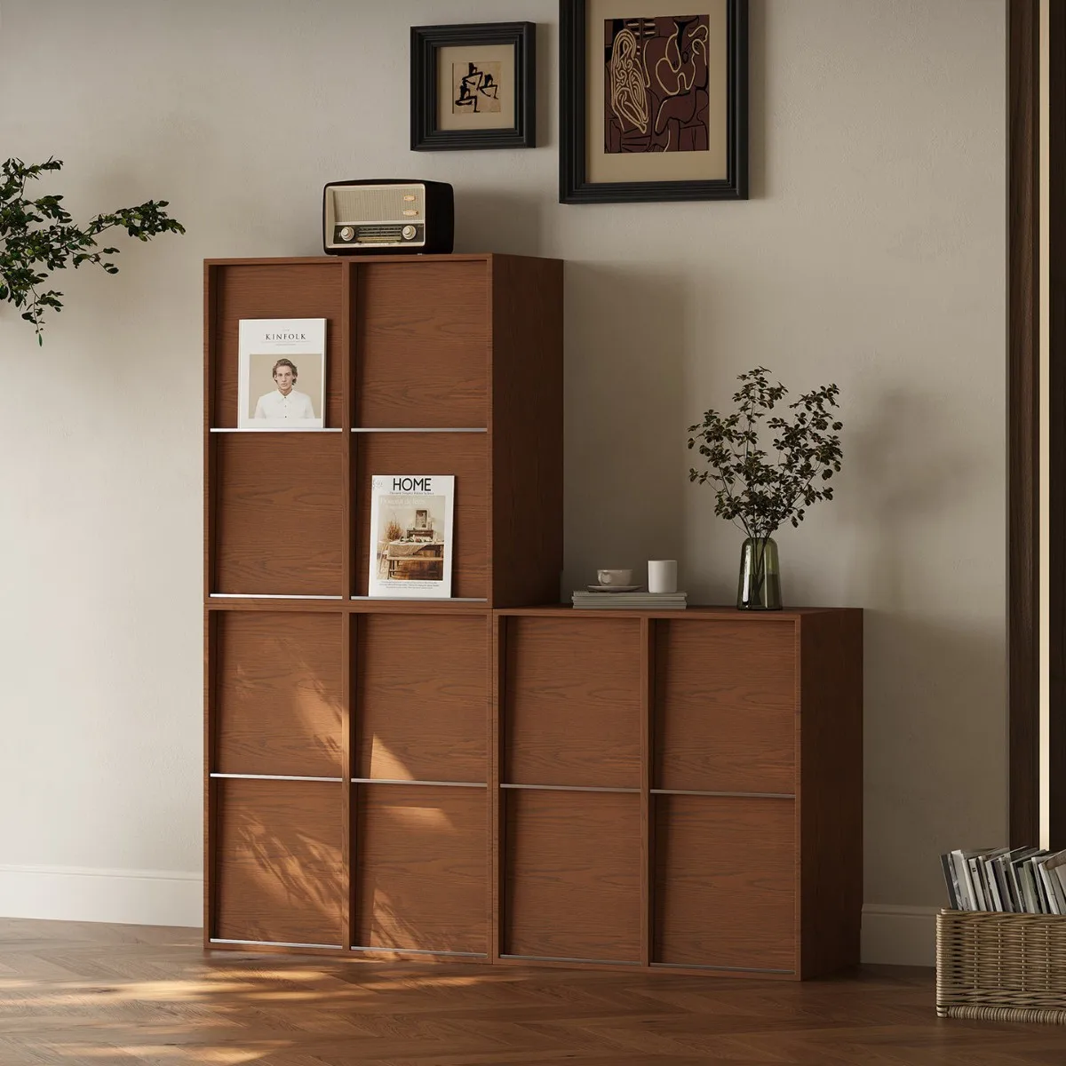 French medieval style floor-to-ceiling chest cabinet, living room against the wall module combination cabinet