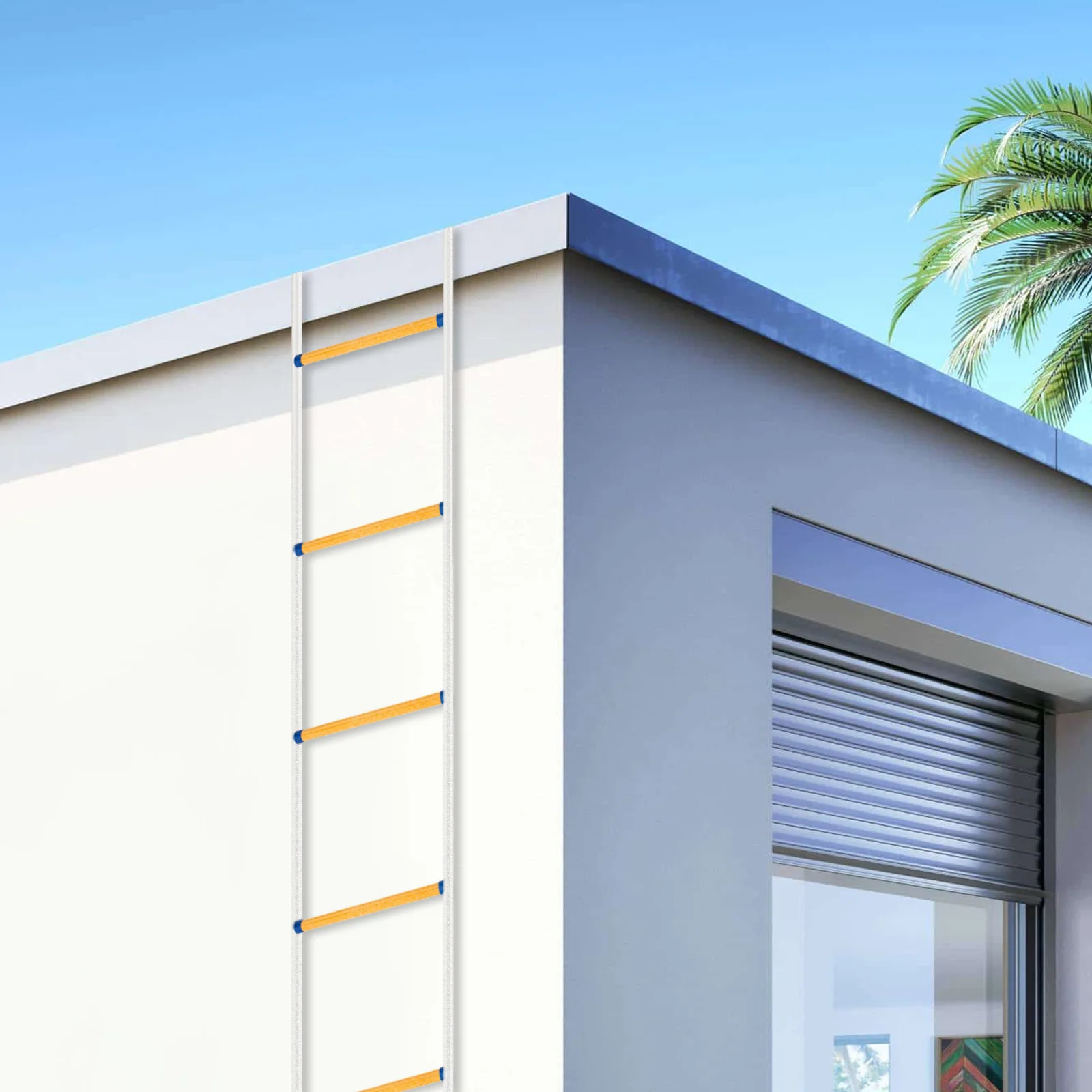 12m/39,37ft Seilleiter Feuerleiter Brandschutz-Rettungsleiter 200kg/440lbs Tragfähigkeit Geeignet für Ingenieurbau