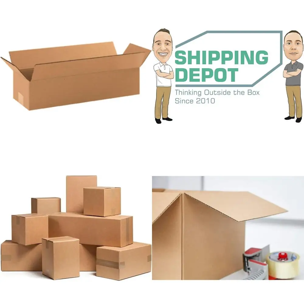 Bulk 100-Pack 18x6x4 Inch Corrugated Cardboard Boxes for Shipping, Packing, Mailing, and Moving - Durable Cube Cartons