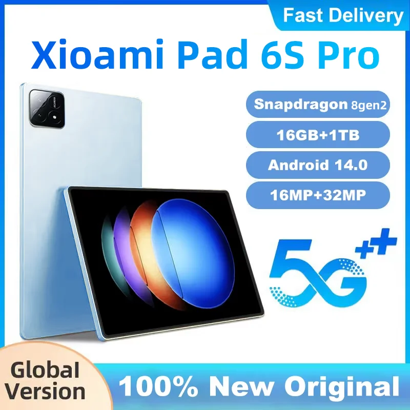 Global Version Original Pad 6S Pro HD 4K Android 14 Snapdragon gen2 11inch 16GB+1TB 10000mAh Tablet PC 5G Dual SIM WIFI Mi Tab