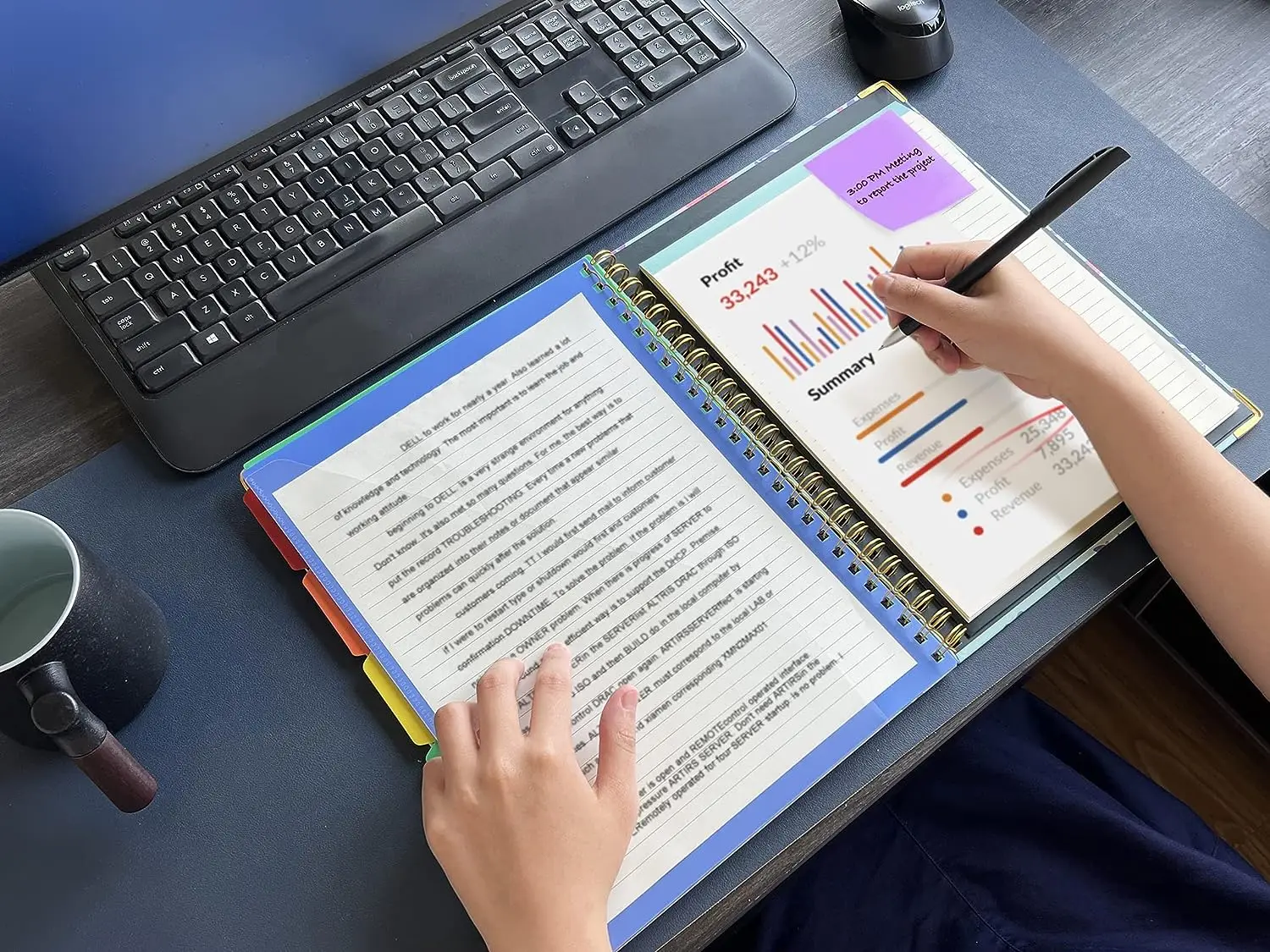 Kisdo Clipboard Folio with Refillable Lined Notepad for Letter Size Memo Pad File Folder Clip Board Spiral Notebook Paper Folder