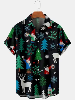 2024 yeni noel erkek t-shirtü Hawaii yüksek kaliteli erkek ve kadın T-shirt plaj Trend serin kısa kollu boy gömlek