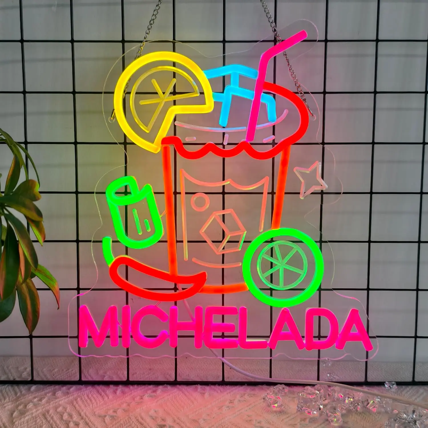 Michelada Neon Sign LED Cocktail Neon Lights for Mexican Restaurant Bar Man Cave Kitchen Party Home Hanging Decor USB Dimmable