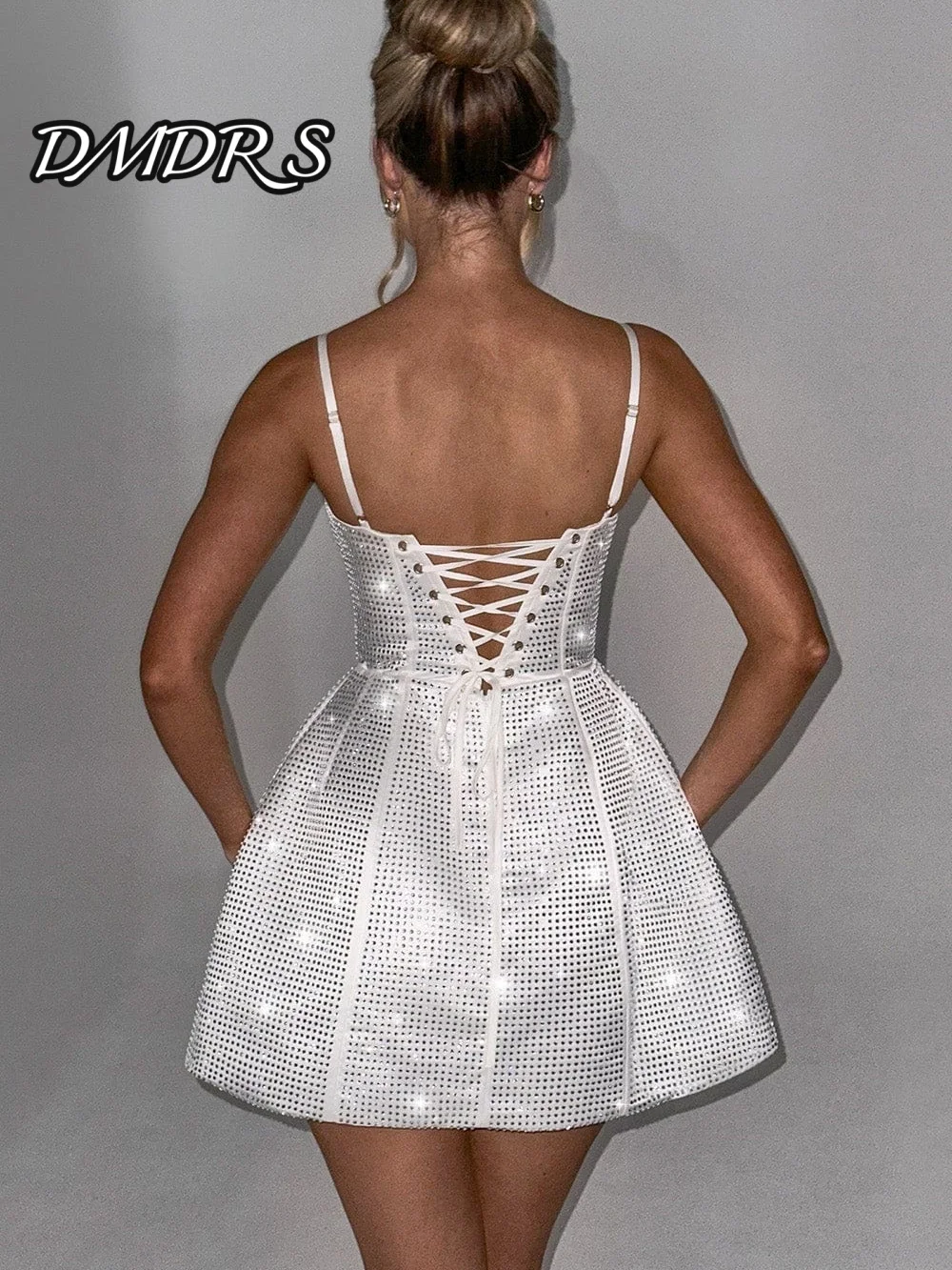 فستان سهرة مثير بحمالات رفيعة كلاسيكي بدون حمالات فستان حفلات كلاسيكي مزين بالترتر على شكل حرف a بطول الركبة فساتين الحفلات Fساتين Sher