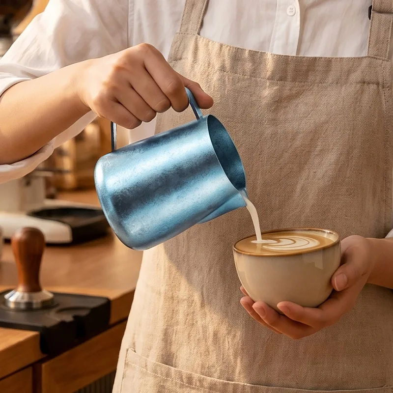 Icy Texture Pure Titanium Pointed Spout Pitcher Thickened Frother Jug Home Cafe Milk Foam Latte Art Vessel