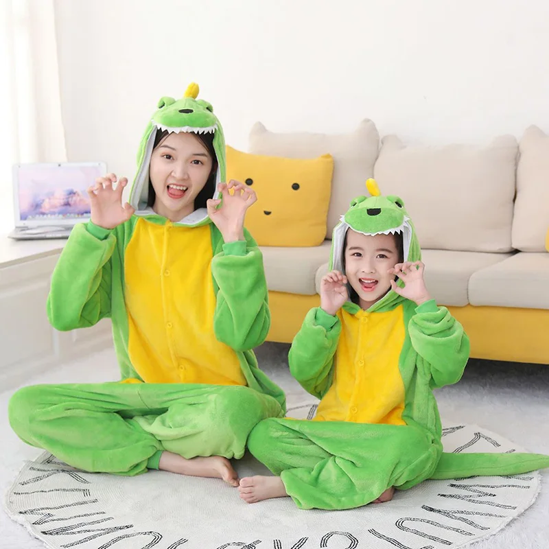 

Dinosaur Jumpsuit Fluffy Pajamas Kigurumi Sleepwear Flannel Anime Cartoon Homewear Onesies Halloween Cosplay Costumes Nightgown