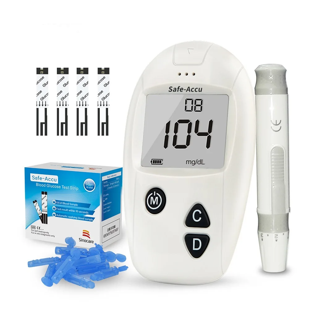 

Sinocare Safe-Accu Blood Glucose Meter Glucometer Kit Diabetes Tester 50/100 Test Strips Lancets Medical Blood Sugar Meter