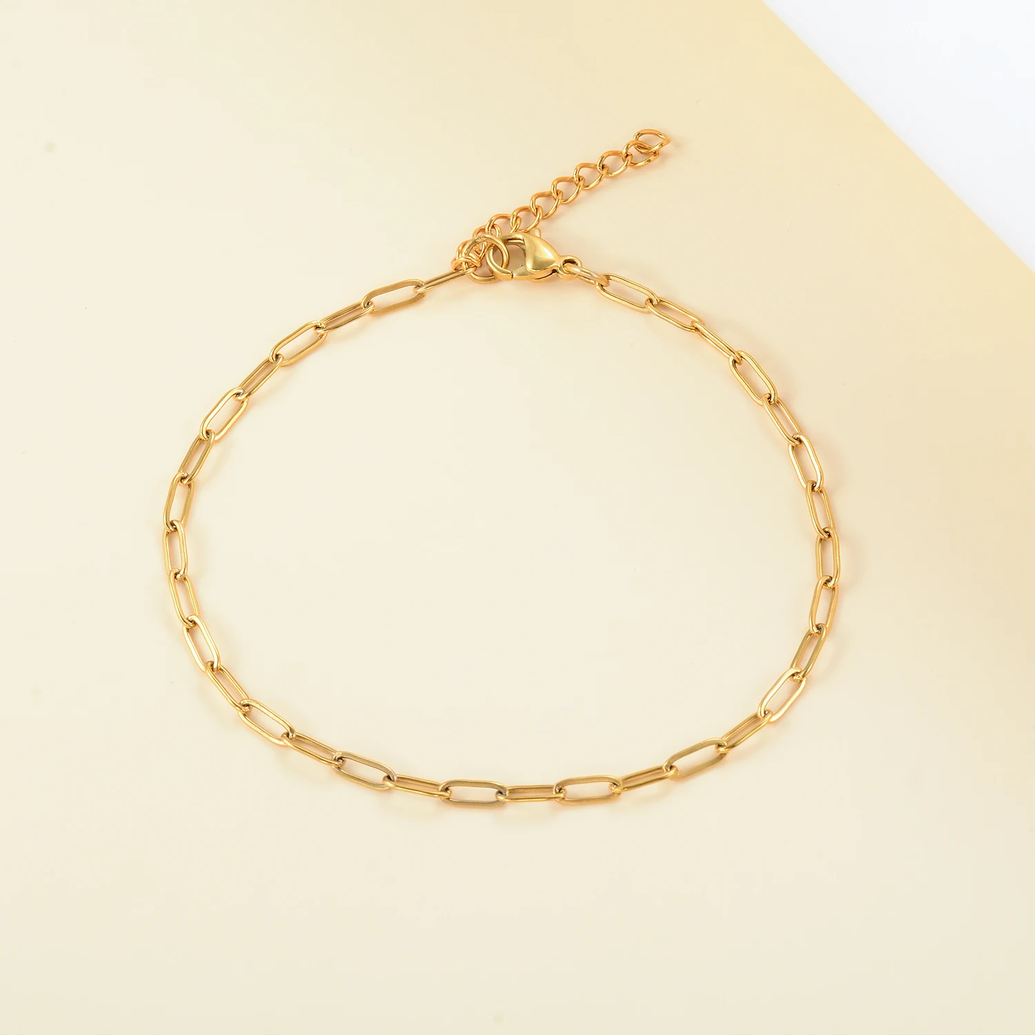 Punk Paperclip Armband aus Edelstahl, verstellbarer rechteckiger Kettenarmreif, minimalistischer Schmuck – Detail 3