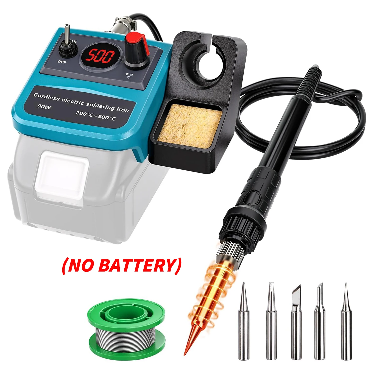 90W LED Digital Cordless Soldering Iron Kit for Makita 18V LXT Battery Temperature 200°C~500°C with 5PCS Tips for DIY Repair