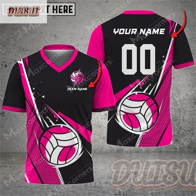 Women's New Volleyball Suit Custom Name And Number Suitable For Unisex Clothing 3D Printed Men's V-neck T-shirt Fashion Shirt