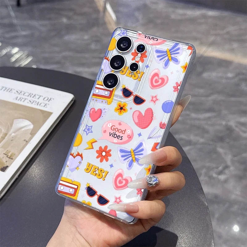 INS Cute Clear Phone Case for Samsung Galaxy A57 A55 A54 A53 A52 A51 A16 A37 A36 A14 A56 5G Love Heart More Amor Por Favor Cover