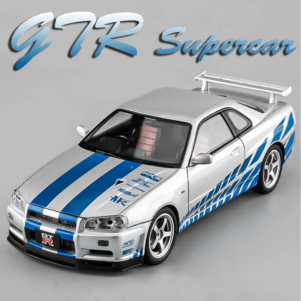 

1:18 GTR SKYLINE REVUELTO модель спортивного автомобиля, игрушки из сплава, литые под давлением суперкары, звук, свет, двери, открытая амортизация для детей, подарки
