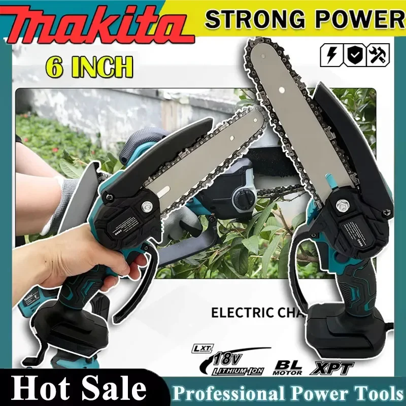 

Аккумуляторная цепная пила Makita 18В для деревообработки, маленькая ручная электрическая 6-дюймовая мини-пила для распиловки древесины, портативная цепная пила-сабля