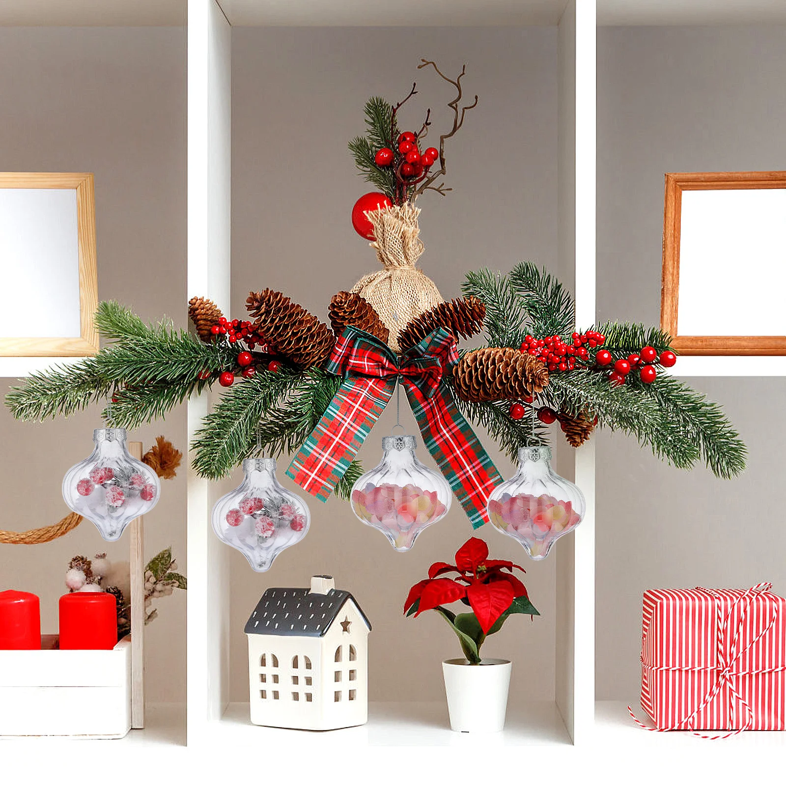 

8Pcs Clear Plastic Xmas Ball Ornaments Fillable Christmas Tree Hanging Decorations Holiday Party Supplies Xmas Party Decorations