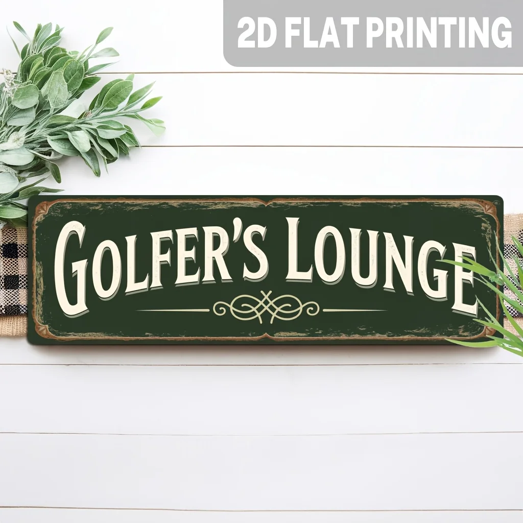 2D Flat, 1pc, Vintage Golfer'S Lounge Sign Golf Theme Wall Hanging Wall Decor for Bar, Home Theater, for Man Cave, Game Room