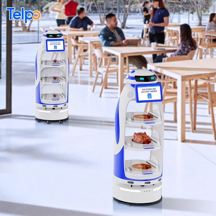 Telpo R55 intelligent AI self driving autonomous meal auto food delivery robot restaurant