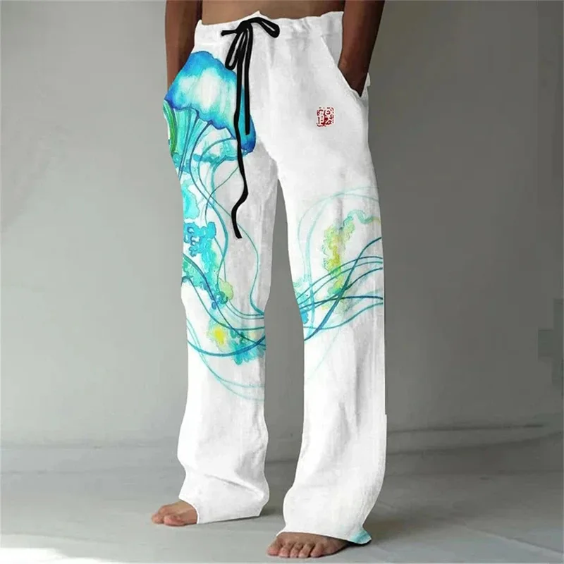 2025 Latest Men's Skull 3D Printed Versatile Fashion Men's Loose Casual Pants Pocket Drawstring Sports Pants