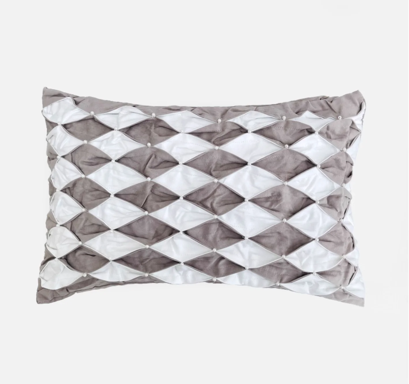 Heavy industry folded simple European minimalist American three-dimensional geometric suede pure handmade pearl waist pillow
