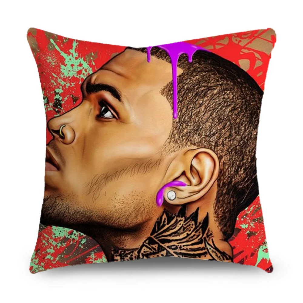 C-Chris B-Brown Rapper  Pillow Case Pillowcase Home Sofa Cushions Car Cushions Pillowcover Office Pillowshell Pillow