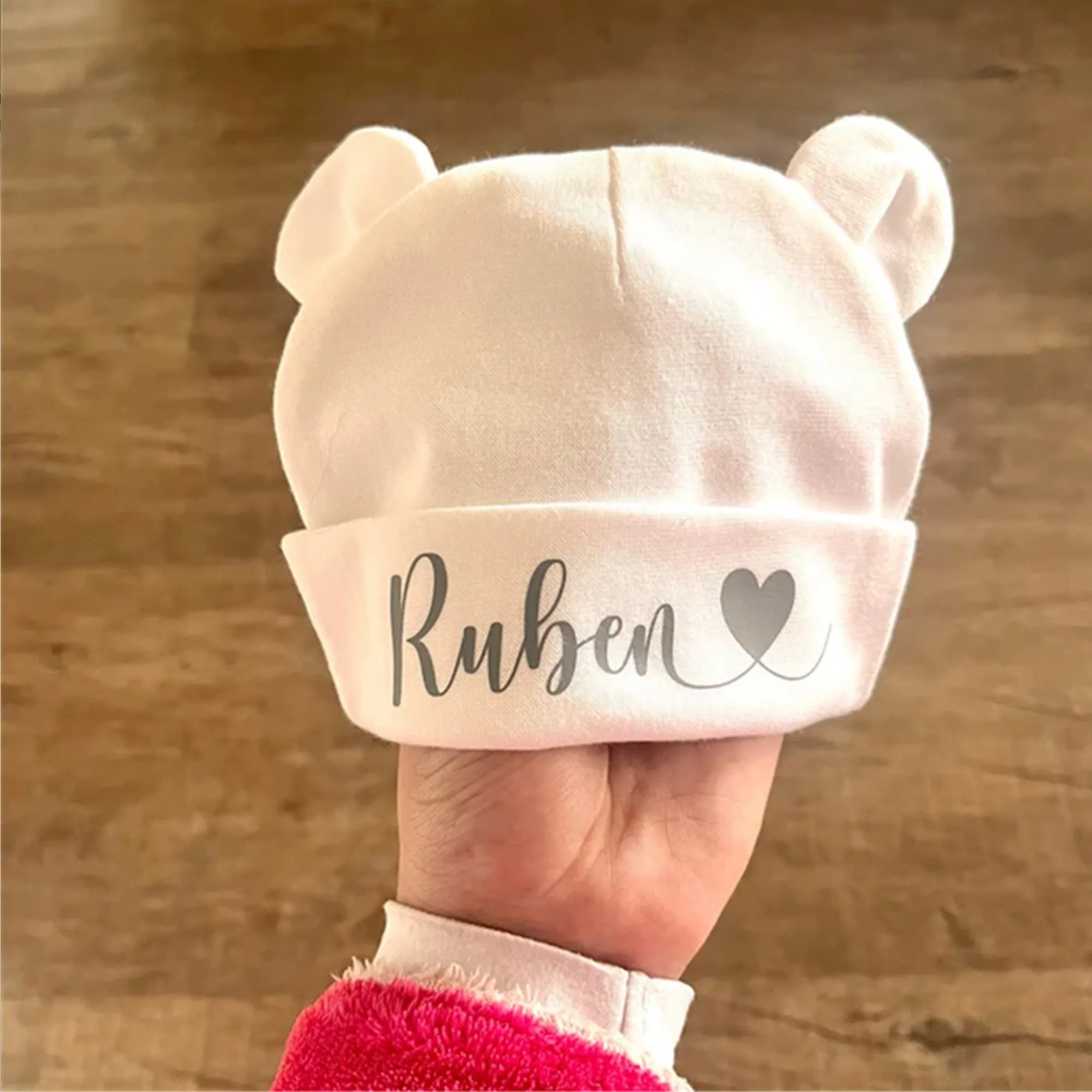 Personalized Newborn Baby Hat Newborn Gift Custom Name Baby Boy Baby\'s Girl\'s First Birthday Gift Hat Hospital Hat with Ear